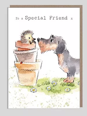 Friend Birthday Card Dachshund Dog – Illustrated Greeting Card Made In The UK • £2.99