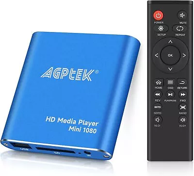AGPTEK HDMI Media Player Blue Mini 1080p Full-HD Ultra HDMI Digital Media • $38.99