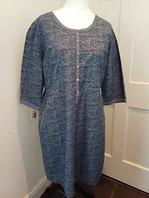 £22.99 • Buy Seasalt Cornish Clay Blue Cotton Chambray Dress Size 18 Pockets Button Front