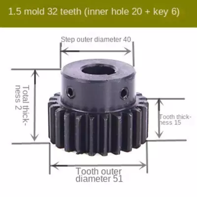 10pc 1.5 Die 32 Tooth Hole 20 Key 6 Bump Gear Motor Gear Spur Gear With Step • $365.48