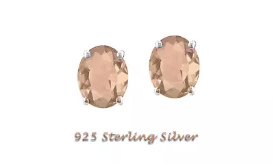 925 Sterling Silver 6mm Oval Cut Cubic Zirconia Stud Earrings -  All Colors • $9.99