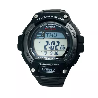 Casio W-S220-1 Tough Solar Power Stopwatch Memory Men's Black Sports Wrist Watch • $29.99