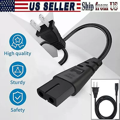 AC Power Cord Cable 2 Prong Plug 3 FT Standard PC Computer Monitor & Printer Lot • $3.20