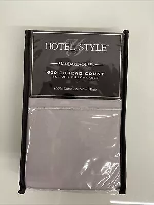 Hotel Style Pillowcases Queen 600 Thread Count Set Of 2 100% Cotton Silver Grey • £18.30