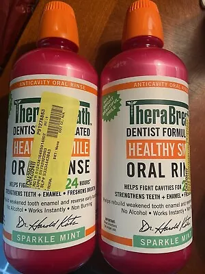 $22.08 • Buy 2x TheraBreath Dentist Formulated 24-Hour Oral Rins Sparkle Mint,33.8oz EX04/25