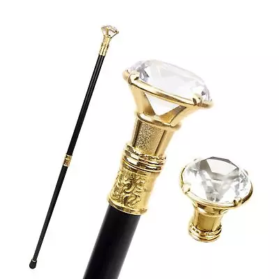 Golden Diamond Type Walking Cane Fashion Walking Stick Elegant Cane Knob Crosier • $42