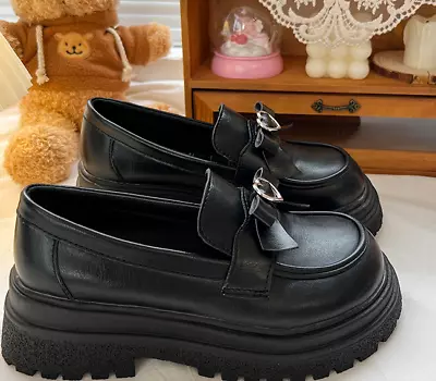 Women Japanese Sweet Shoes Girl Kawaii Lolita Loafers Princess Metal Preppy Pump • £37.06