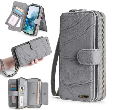 Women Leather Detachable Zipper Card Removable Magnetic Wallet Phone Case Cover • $18.08