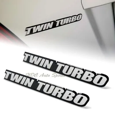 $6.99 • Buy 2 X Universal Silver Twin Turbo Aluminum Adhesive Sticker Decal Emblem Badge