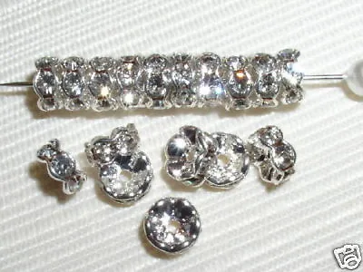 20 Swarovski Rondelle Spacer Beads 7mm Silver/Crystal • $10.99