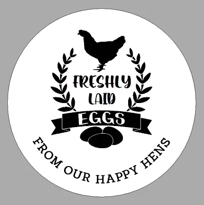 Small Round Freshly Laid Eggs From Our Happy Hens Stickers Egg Box Carton Labels • £2.70