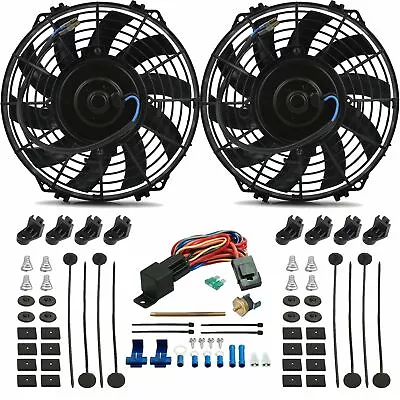 Dual 9-10 Inch Electric Engine Radiator Cooling Fan Push-in Probe Thermostat Kit • $79.95