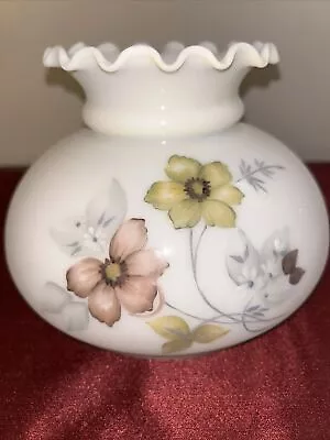 Vtg 7  Hand Painted Signed Floral Glass Oil Lamp Shade Student Victorian Aladdin • £28.22
