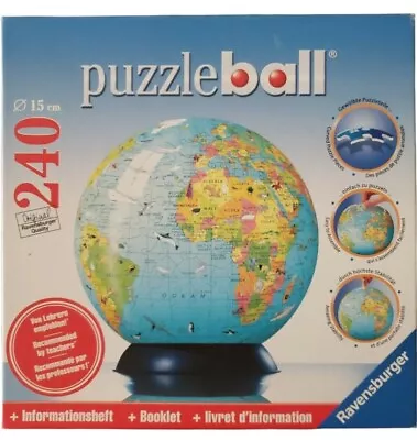 Ravensburger 3D Globe PuzzleBall Jigsaw Puzzle 240 Piece Plastic Pieces • $11.99