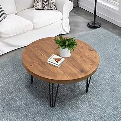 Round Reclaimed Solid Wood Coffee Table 27 X27 X15 H Rustic Wooden Couch Tables • $155.99