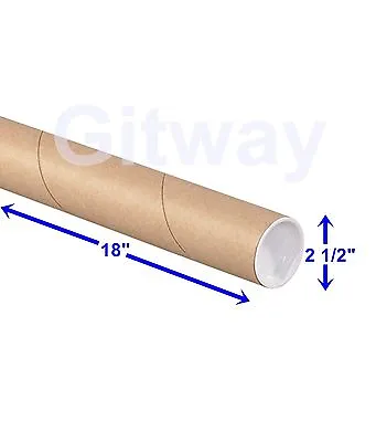 2 1/2  X 18  Cardboard Poster Shipping Mailing Mail Packing Postal Tube 34 Tubes • $64.26