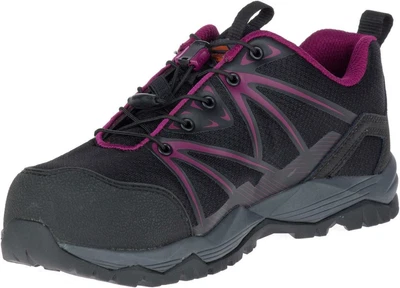 £48.45 • Buy New Women's Merrell Fullbench Safety Work Shoes Black/Magenta/Gray J15822 Size 6