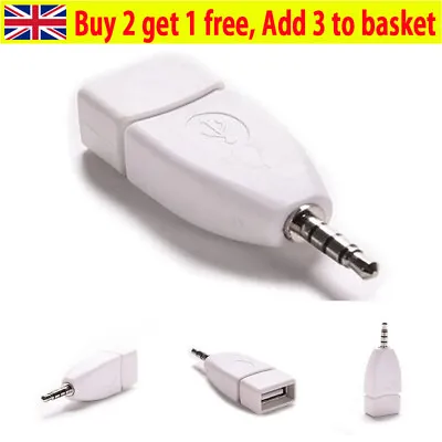 2 Audio Converter 3.5mm Male AUX Audio Plug Jack To USB 2.0 Female Adapter DH • £2.95