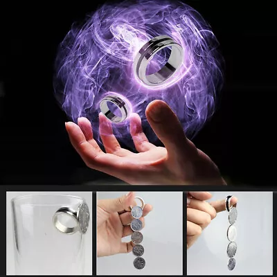 Magical Magnetic Magic Ring 18-21mm Trick Black Silver Gold Powerful Pro Size • $7.83