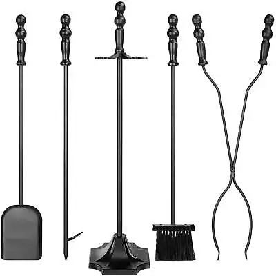 $44.99 • Buy 5-Piece Fireplace And Firepit Iron Tool Set W/ Tongs, Poker, Broom, Shovel