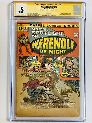 Marvel Spotlight #2 - 1st App Of Werewolf By Night Signed Roy Thomas CGC .5 0.5 • $200