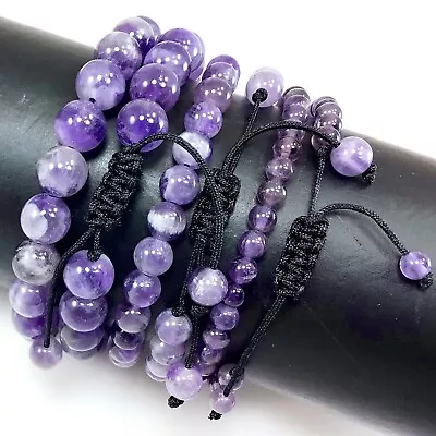 Macrame Amethyst Bracelet Thread Gemstone Healing Stretch Balance Adjustable • $8.99