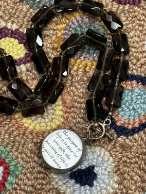 $15.99 • Buy Smoky Brown Quartz Glass Stone 17  Necklace Inspirational Bubble Charm Butterfly