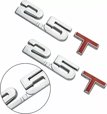 2Pc 2.5T Turbo Metal Trunk Emblem 2.5 T 3D Badge Decal Sticker Silver Red • $12.99