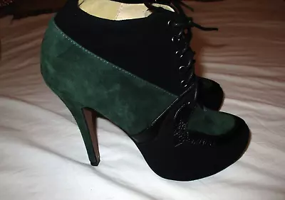 New Oxford Designer Womens Lovely Black Green Heels  Leather Shoes  8    $199 • $79.99