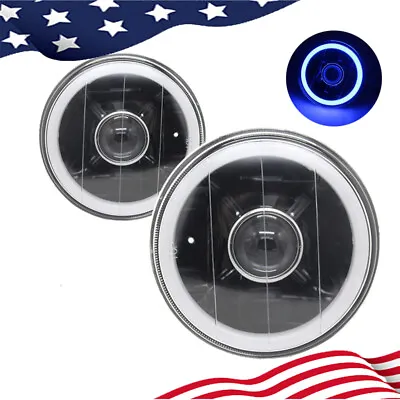 5-3/4  Inch Round LED Blue Halo Black Lens Projector Headlights Sealed Beam Lamp • $19.99