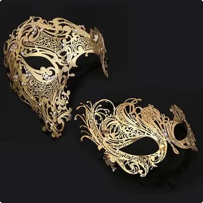 Masquerade Mask Gold 2pack Lot For Women Or Men | Elegant Venetian Swan Mask • $29.99