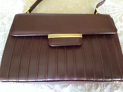 ST JOHN KNITS Genuine Leather Designer Handbag Brown/GoldTone Details • $125