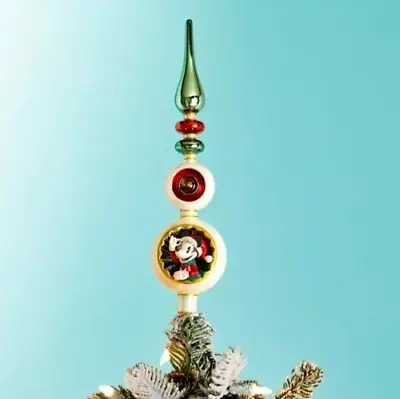 Vintage Style Disney Mickey And Minnie Mouse Holiday Tree Topper NIB • $48