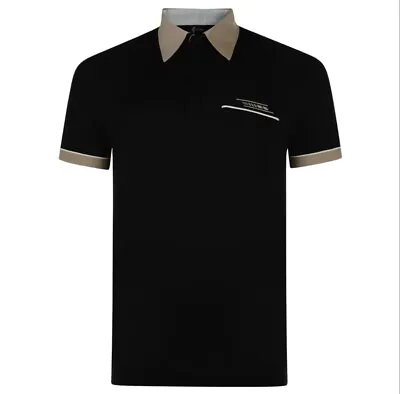 Gabicci Jersey Polo Shirt Size Medium Black X62 Cotton Blend BNWT • £19.99