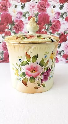 Vintage Wiltshaw And Robinson Carlton Ware Blush Hibiscus Condiment Pot | 1900 • $80