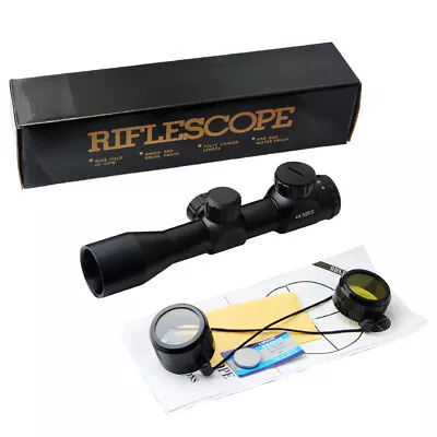 Hunting 4X32 Rifle Scope Mil Dot Illuminated Red&Green Optics With 2XScope Mount • $27.99