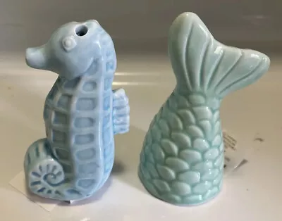 NEW Cracker Barrel Ceramic  Mermaid Fin And Seahorse  Salt + Pepper • $6