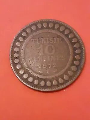 1912 Tunisia 10 Centimes Coin • £0.99