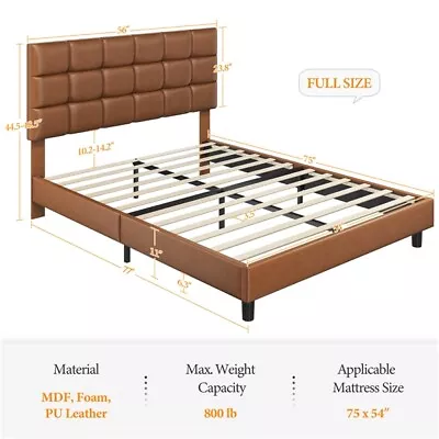 Upholstered Platform Bed Frame With Adjustable Headboard Wood Slats Support  • $199.99