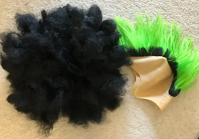 🎃Halloween SET OF 2 WIGS - Neon Mohawk & 60's Hippie Afro Hairstyle Adult O/S🎃 • $9.49