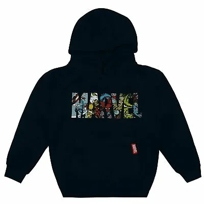 Marvel Kids Logo Characters Hoodie Jumper Sweater Navy Official • £13.99
