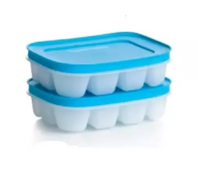 NEW Tupperware Freezer Mates II Mini Ice Cube Tray 12 Cube Slots Blue Lid • $15