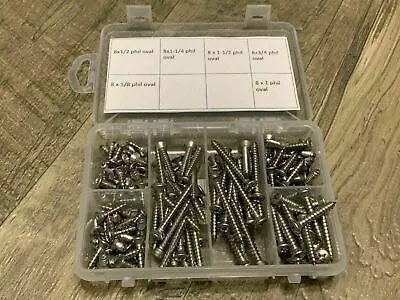 $17 • Buy 150 Pcs #8 Phillips Oval Stainless Steel Trim Screw Assortment Fits Ford Edsel