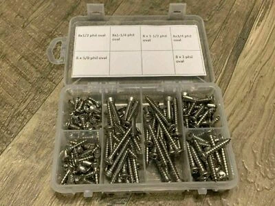 $17 • Buy 150 Pcs #8 Phillips Oval Stainless Steel Trim Screw Assortment Fits Ford Edsel