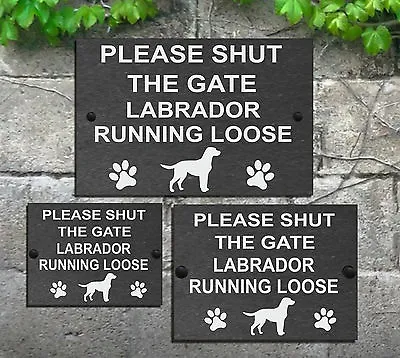 £26.99 • Buy Please Shut The Gate Dog Running Loose Slate House Sign 3 Sizes ALL BREEDS  D-L