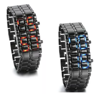 Men's Lava Iron Samurai Metal LED Red Blue Faceless Bracelet Electronic Wrist  • $17.99