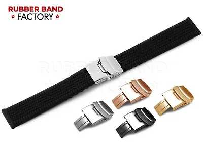 £11.95 • Buy For TISSOT Watch Strap Band Bracelet Rubber Silicone Buckle Clasp BLACK