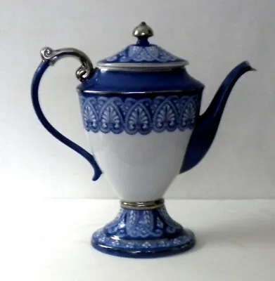 Ornate Cobalt Blue Chrome Glazed Bombay Large Lidded Tea Pot Pitcher China1990’s • $79