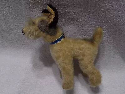 Vintage Steiff Brown Mohair Plush Terrier Dog With Blue Collar & Cold Glass Eyes • $39.99