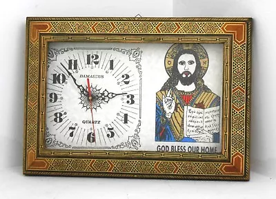 Christian Wall Clock / Wood Mosaic Frame / Jesus / Home Decorative  • $65